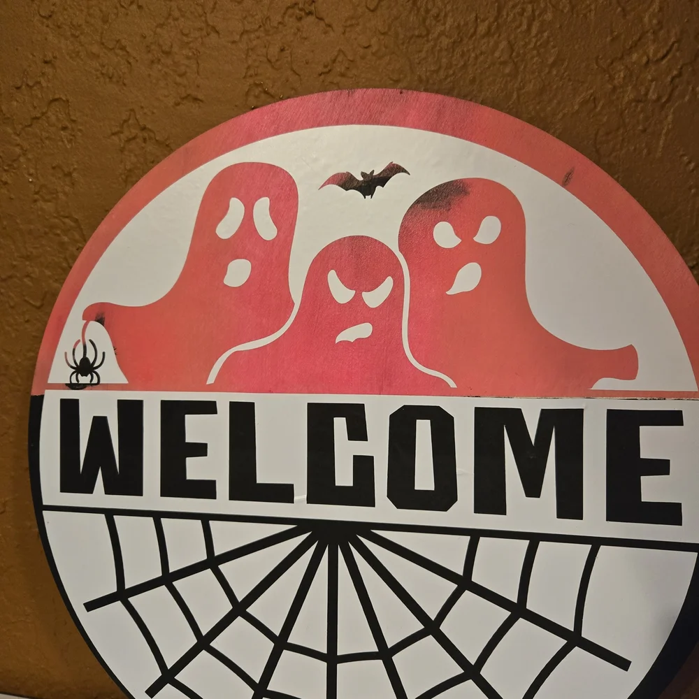 Pink Ghost Welcome Sign